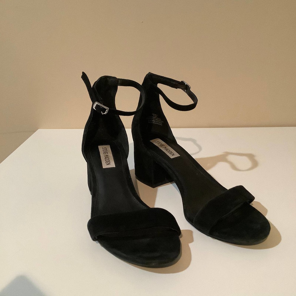 Steve Madden ireene black suede chunky heel sandal - Picture 2 of 6